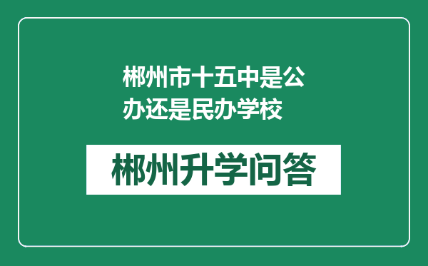 郴州市十五中是公办还是民办学校