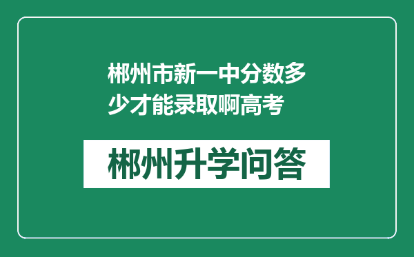 郴州市新一中分数多少才能录取啊高考