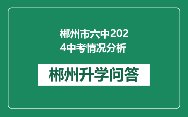 郴州市六中2024中考情况分析