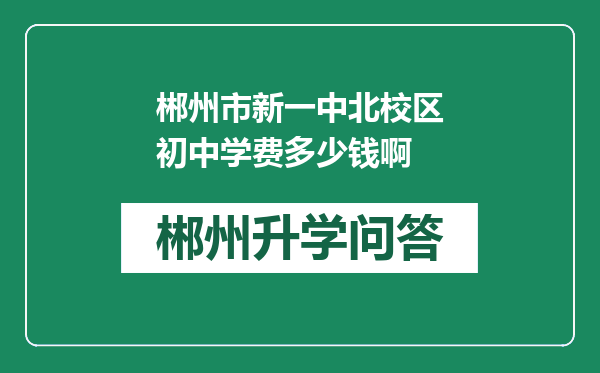 郴州市新一中北校区初中学费多少钱啊