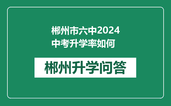 郴州市六中2024中考升学率如何