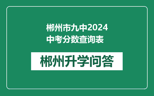 郴州市九中2024中考分数查询表