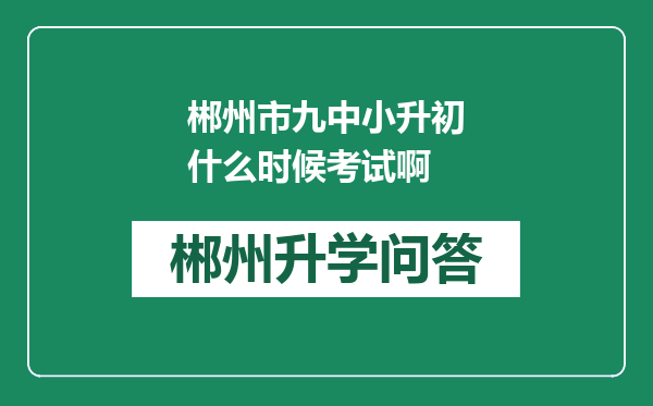 郴州市九中小升初什么时候考试啊