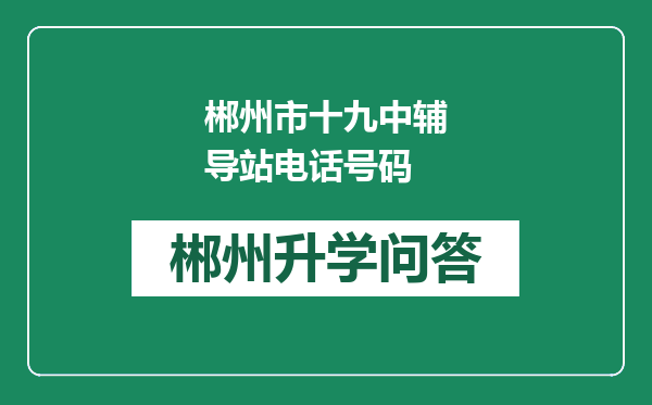 郴州市十九中辅导站电话号码