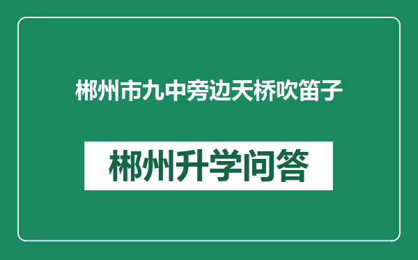 郴州市九中旁边天桥吹笛子