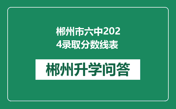 郴州市六中2024录取分数线表