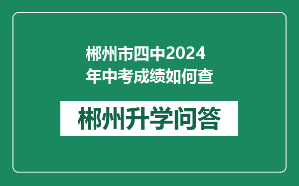 郴州市四中2024年中考成绩如何查