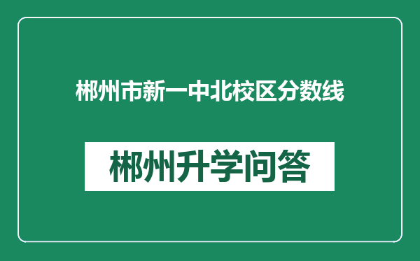 郴州市新一中北校区分数线