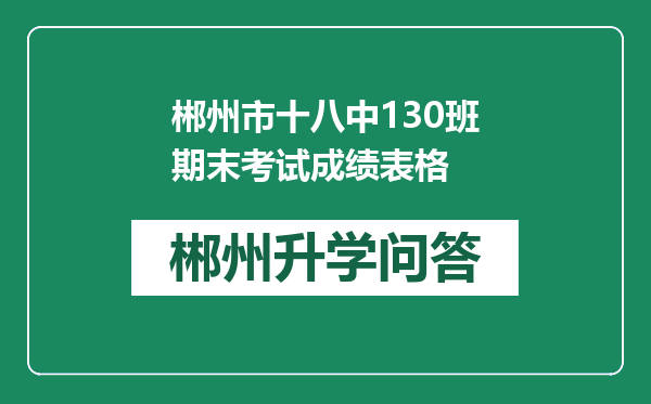 郴州市十八中130班期末考试成绩表格