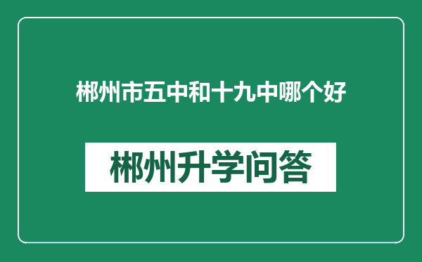 郴州市五中和十九中哪个好