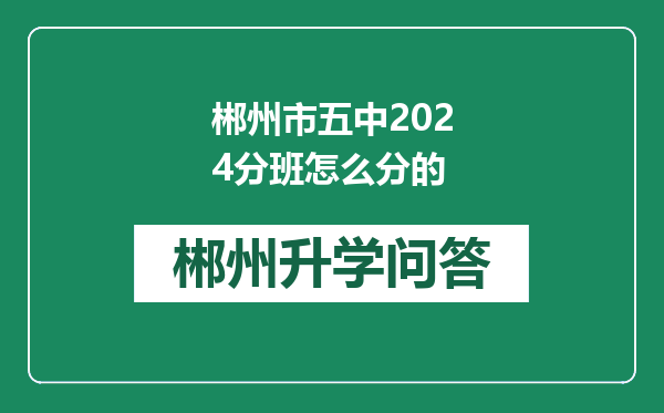 郴州市五中2024分班怎么分的