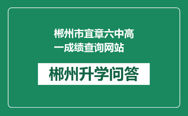 郴州市宜章六中高一成绩查询网站