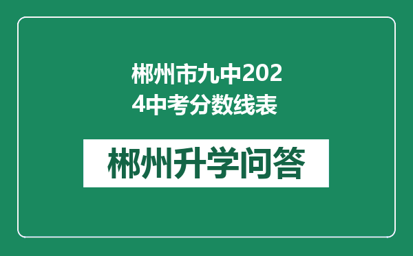 郴州市九中2024中考分数线表