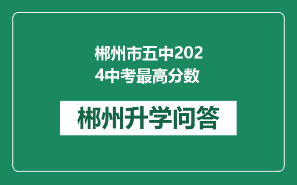 郴州市五中2024中考最高分数