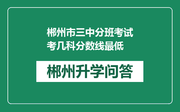 郴州市三中分班考试考几科分数线最低