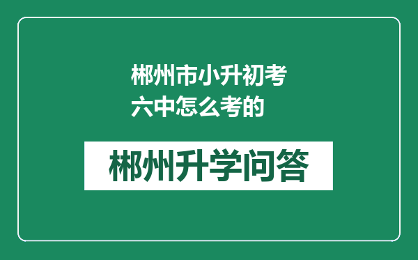 郴州市小升初考六中怎么考的