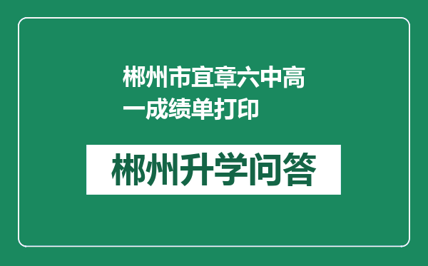 郴州市宜章六中高一成绩单打印