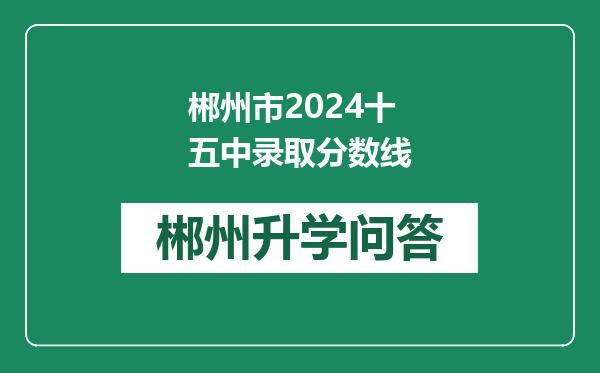 郴州市2024十五中录取分数线