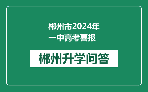 郴州市2024年一中高考喜报