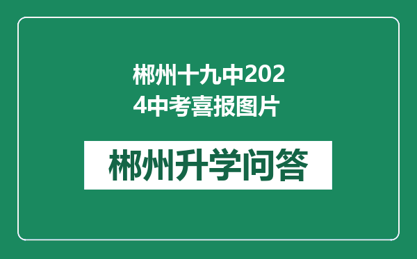 郴州十九中2024中考喜报图片