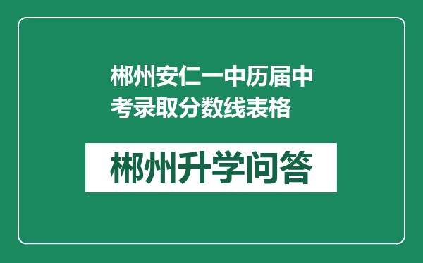 郴州安仁一中历届中考录取分数线表格