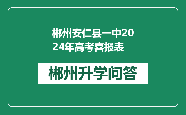 郴州安仁县一中2024年高考喜报表