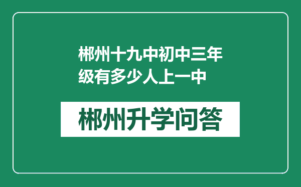 郴州十九中初中三年级有多少人上一中