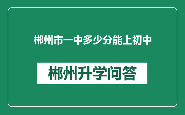 郴州市一中多少分能上初中