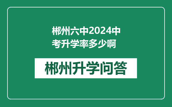 郴州六中2024中考升学率多少啊