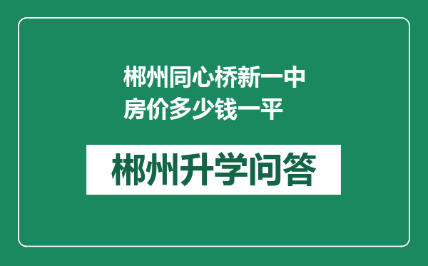 郴州同心桥新一中房价多少钱一平