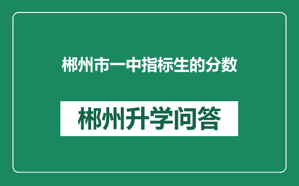 郴州市一中指标生的分数