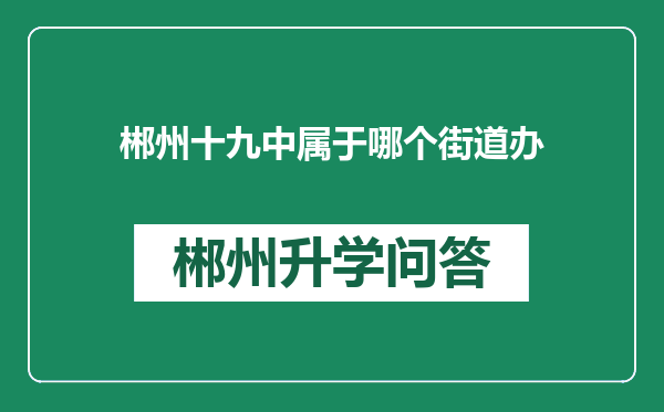 郴州十九中属于哪个街道办