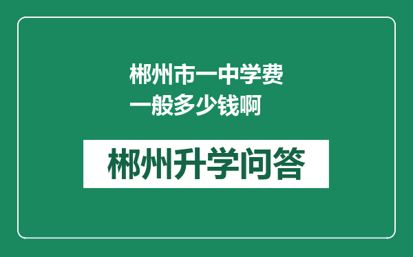 郴州市一中学费一般多少钱啊