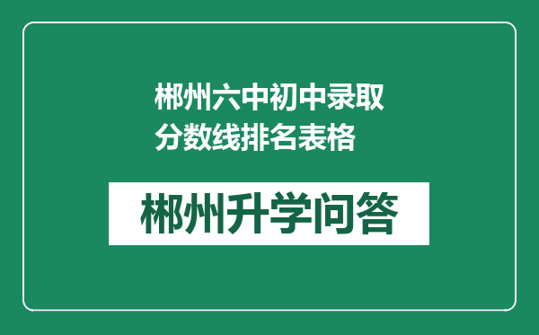 郴州六中初中录取分数线排名表格