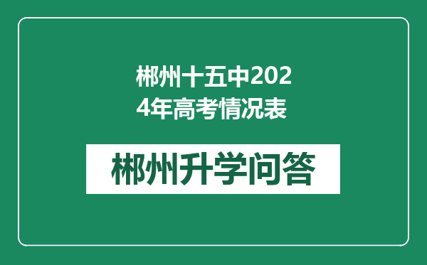 郴州十五中2024年高考情况表