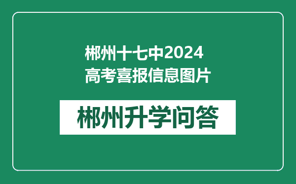 郴州十七中2024高考喜报信息图片