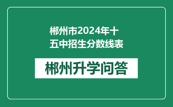 郴州市2024年十五中招生分数线表