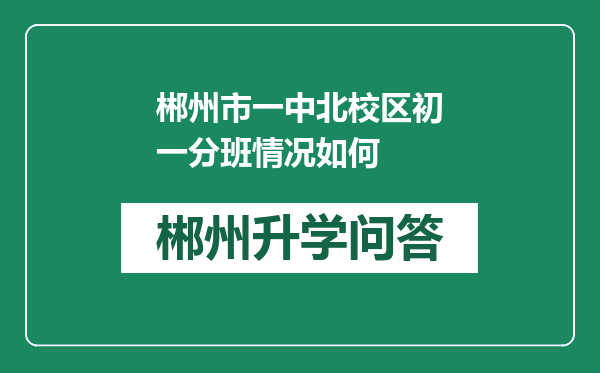 郴州市一中北校区初一分班情况如何