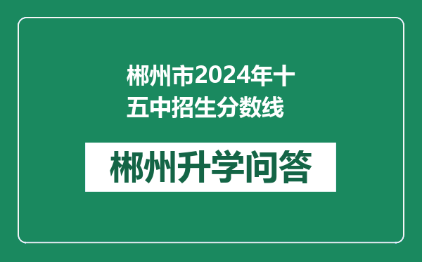 郴州市2024年十五中招生分数线