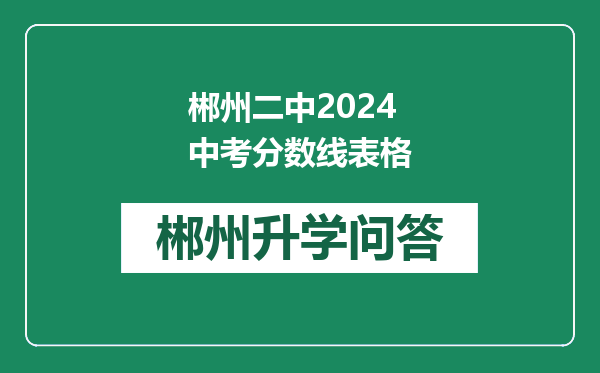 郴州二中2024中考分数线表格