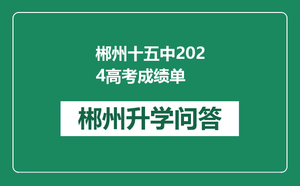 郴州十五中2024高考成绩单