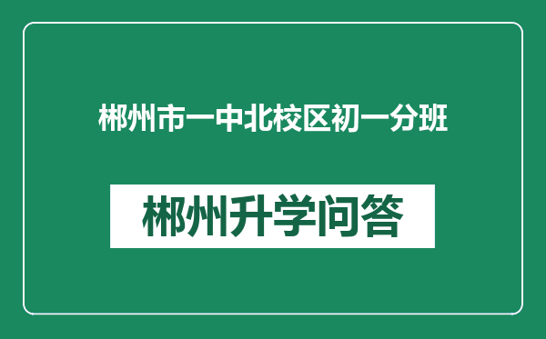 郴州市一中北校区初一分班