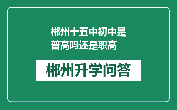 郴州十五中初中是普高吗还是职高