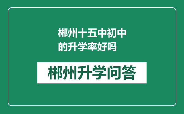 郴州十五中初中的升学率好吗