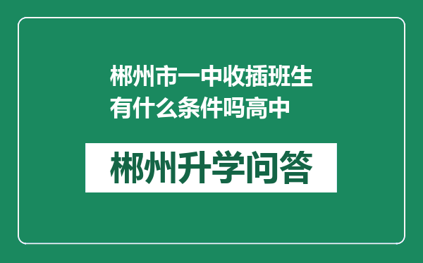 郴州市一中收插班生有什么条件吗高中