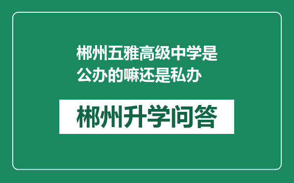 郴州五雅高级中学是公办的嘛还是私办