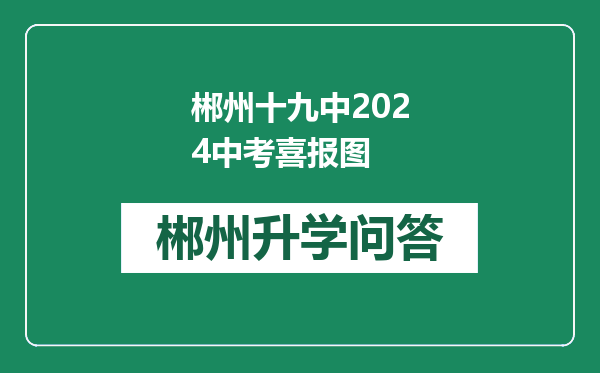 郴州十九中2024中考喜报图