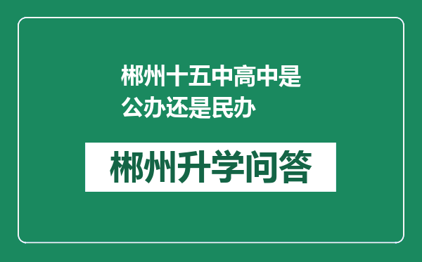 郴州十五中高中是公办还是民办