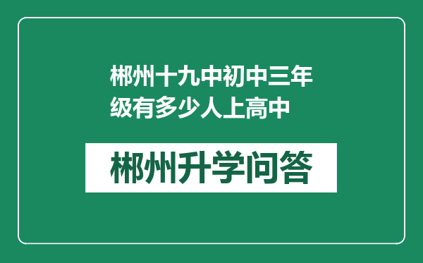 郴州十九中初中三年级有多少人上高中