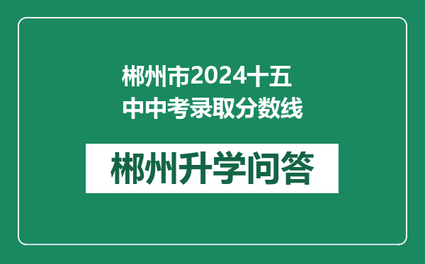 郴州市2024十五中中考录取分数线